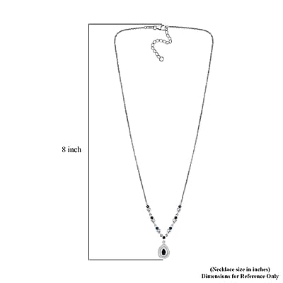  D'Joy AAA Monte Belo Indicolite and Moissanite 1.60 ctw Art Deco Necklace in Rhodium Over Sterling Silver 18 Inches