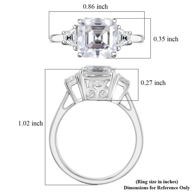 D'Joy Moissanite 3.00 ctw Art Deco Ring in Rhodium Over Sterling Silver (Size 5.0)