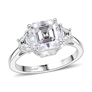 Doorbuster D'Joy Moissanite (Oct 8x8mm) Ring in Rhodium Over Sterling Silver (Size 10.0) 2.80 ctw