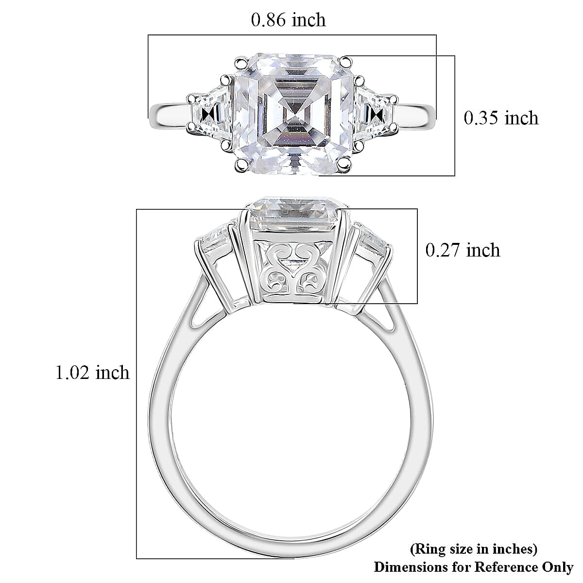 Doorbuster D'Joy Moissanite (Oct 8x8mm) Ring in Rhodium Over Sterling Silver (Size 10.0) 2.80 ctw image number 5