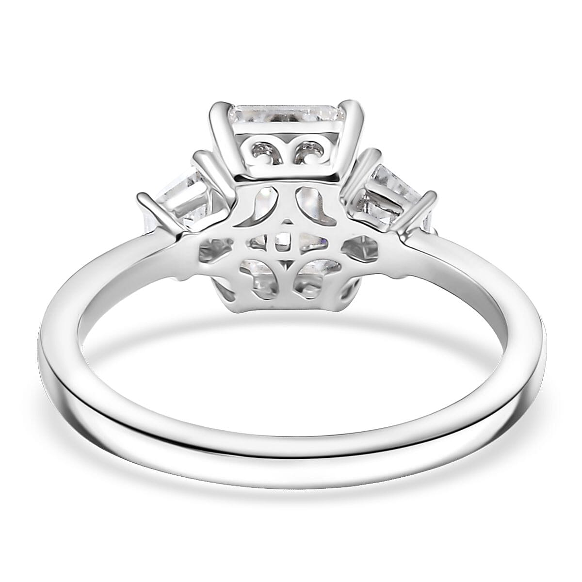 Doorbuster D'Joy Moissanite 2.00 ctw Art Deco Ring in Rhodium Over Sterling Silver (Size 7.0) image number 4