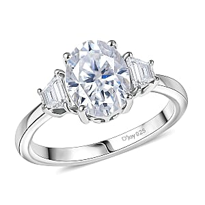  D'Joy Moissanite 2.20 ctw Art Deco Ring in Rhodium Over Sterling Silver (Size 7.0)