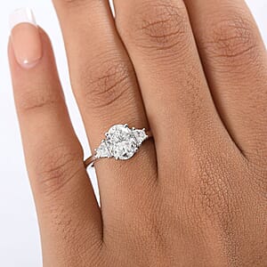  D'Joy Moissanite 2.20 ctw Art Deco Ring in Rhodium Over Sterling Silver (Size 7.0)