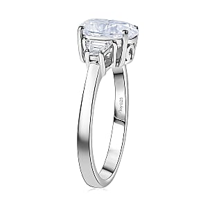  D'Joy Moissanite 2.20 ctw Art Deco Ring in Rhodium Over Sterling Silver (Size 7.0)