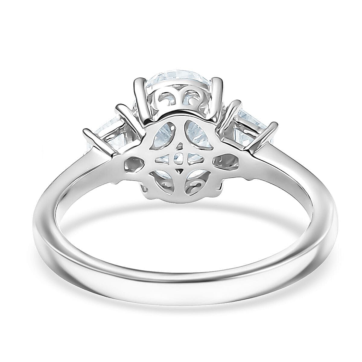  D'Joy Moissanite 2.20 ctw Art Deco Ring in Rhodium Over Sterling Silver (Size 7.0) image number 4