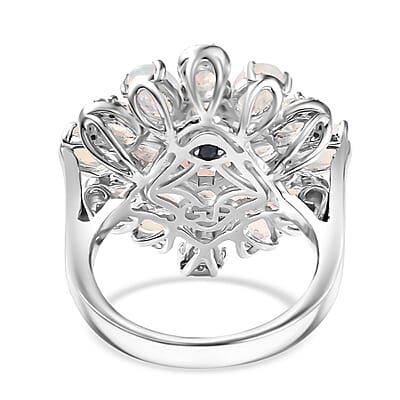  GP Italian Garden Collection Premium Ethiopian Welo Opal and Multi Gemstone 3.85 ctw Ring in Rhodium Over Sterling Silver (Size 10.0)