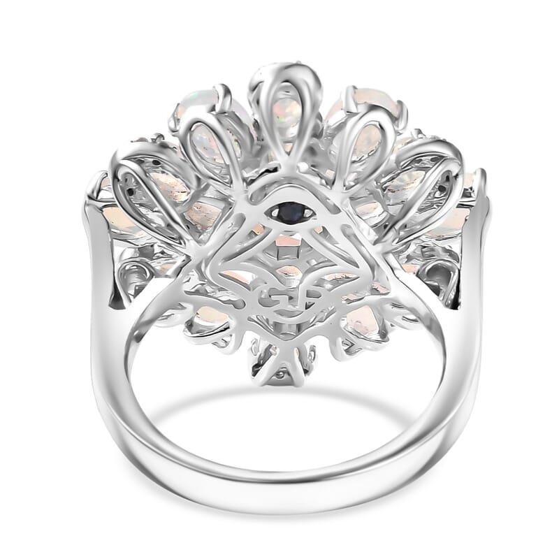 GP Italian Garden Collection Premium Ethiopian Welo Opal and Multi Gemstone 3.85 ctw Ring in Rhodium Over Sterling Silver (Size 10.0)