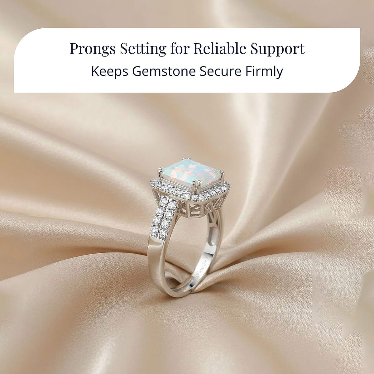 D'Joy AAA Ethiopian Welo Opal and Moissanite 3.80 ctw Frozen Flame Ring in Rhodium Over Sterling Silver (Size 7.0) image number 5