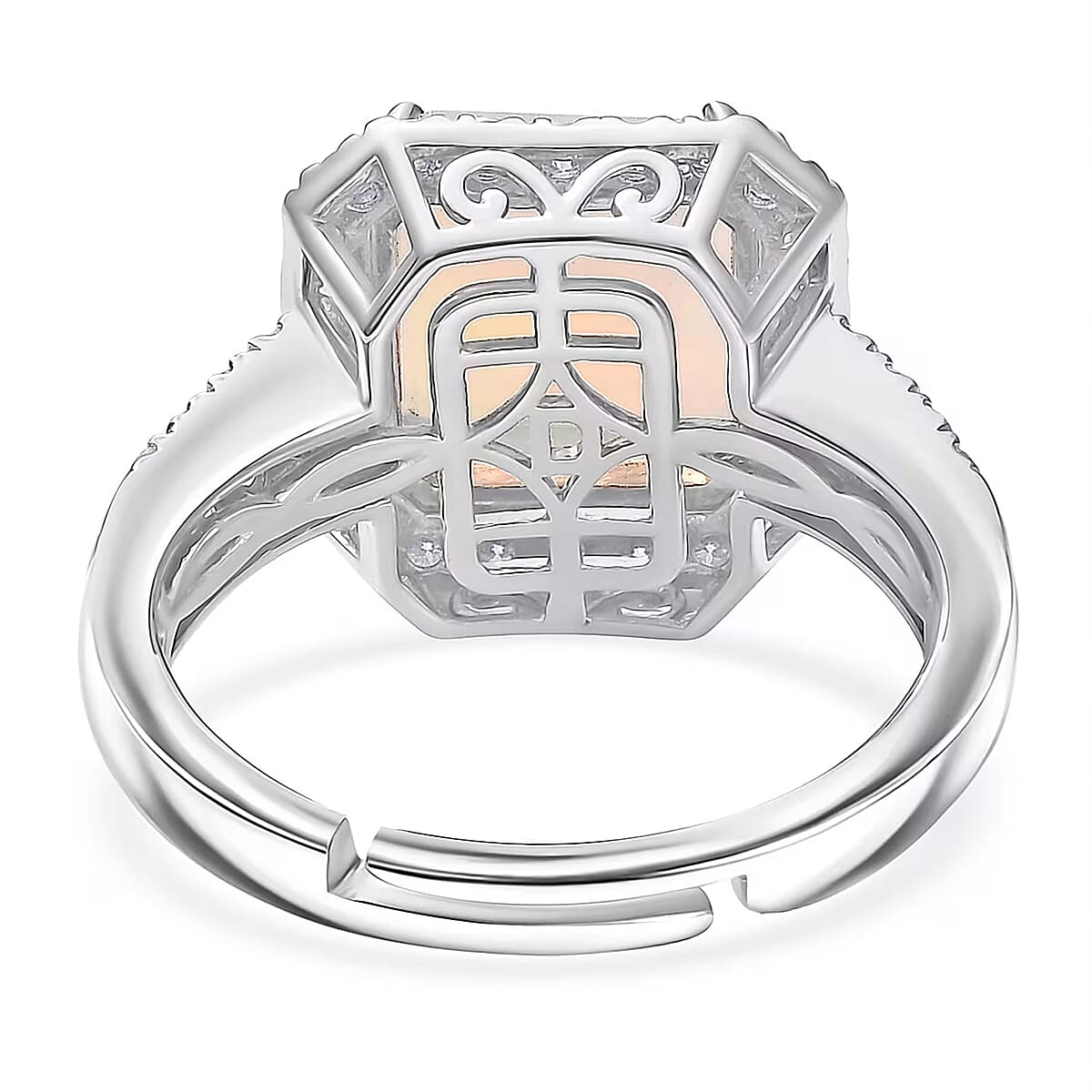 D'Joy AAA Ethiopian Welo Opal and Moissanite 3.80 ctw Frozen Flame Ring in Rhodium Over Sterling Silver (Size 9.0) image number 7