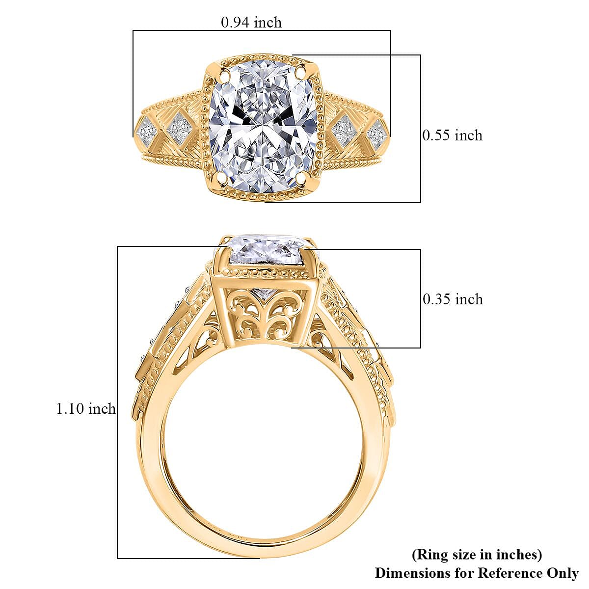 D'Joy Moissanite 4.00 ctw Ring in 18K Vermeil Yellow Gold Over Sterling Silver (Size 6.0) image number 5