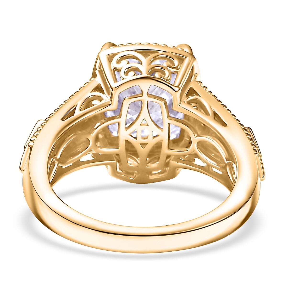 D'Joy Moissanite 4.00 ctw Ring in 18K Vermeil Yellow Gold Over Sterling Silver (Size 7.0) image number 3