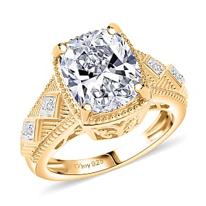 D'Joy Moissanite 4.00 ctw Ring in 18K Vermeil Yellow Gold Over Sterling Silver (Size 9.0)