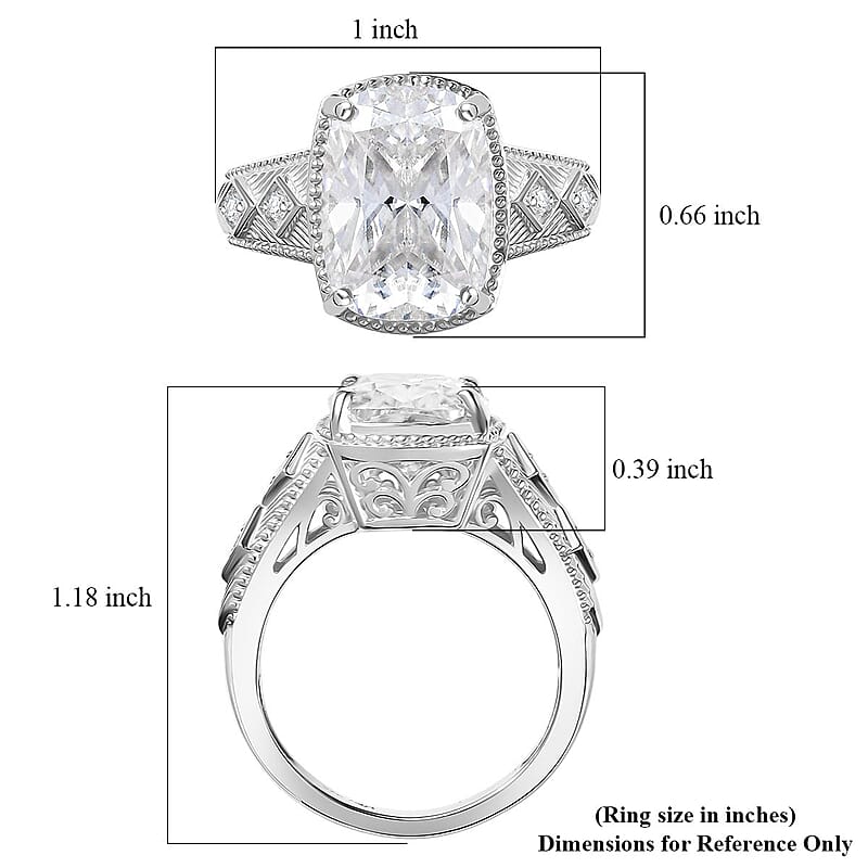 D'Joy Moissanite 3.90 ctw Ring in Rhodium Over Sterling Silver (Size 9.0)