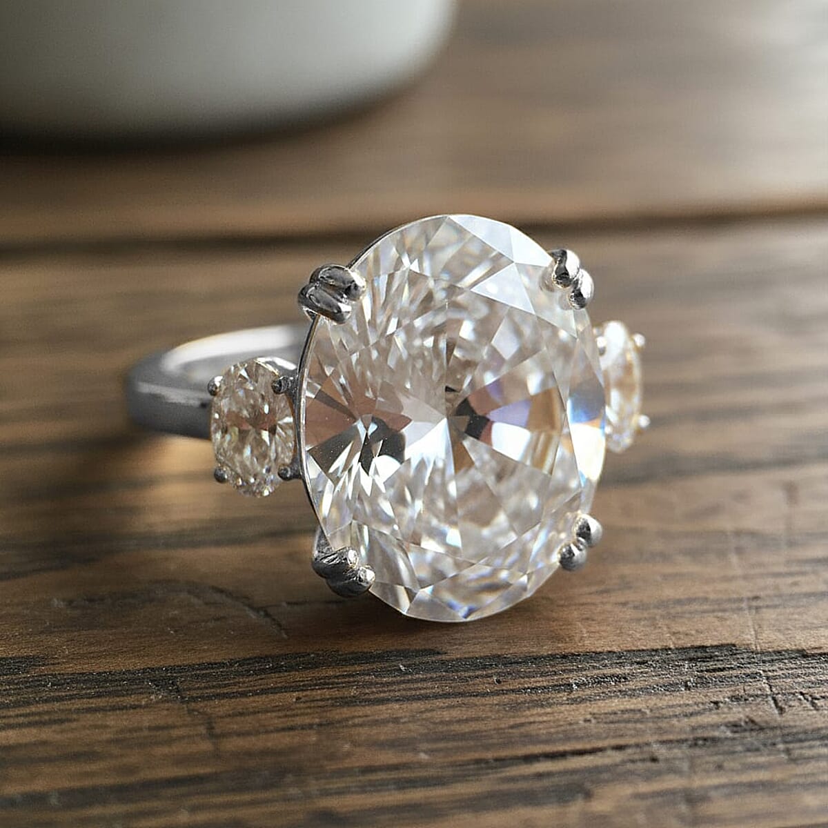 D'Joy  Moissanite Ring in Rhodium Over Sterling Silver 10.45 ctw (Size 6.0) image number 1