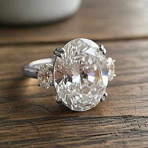 D'Joy  Moissanite Ring in Rhodium Over Sterling Silver 10.45 ctw (Size 6.0)