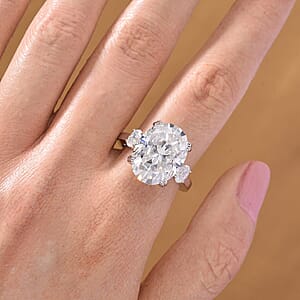 D'Joy  Moissanite Ring in Rhodium Over Sterling Silver 10.45 ctw (Size 6.0)