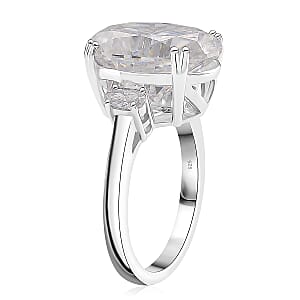 D'Joy  Moissanite Ring in Rhodium Over Sterling Silver 10.45 ctw (Size 6.0)