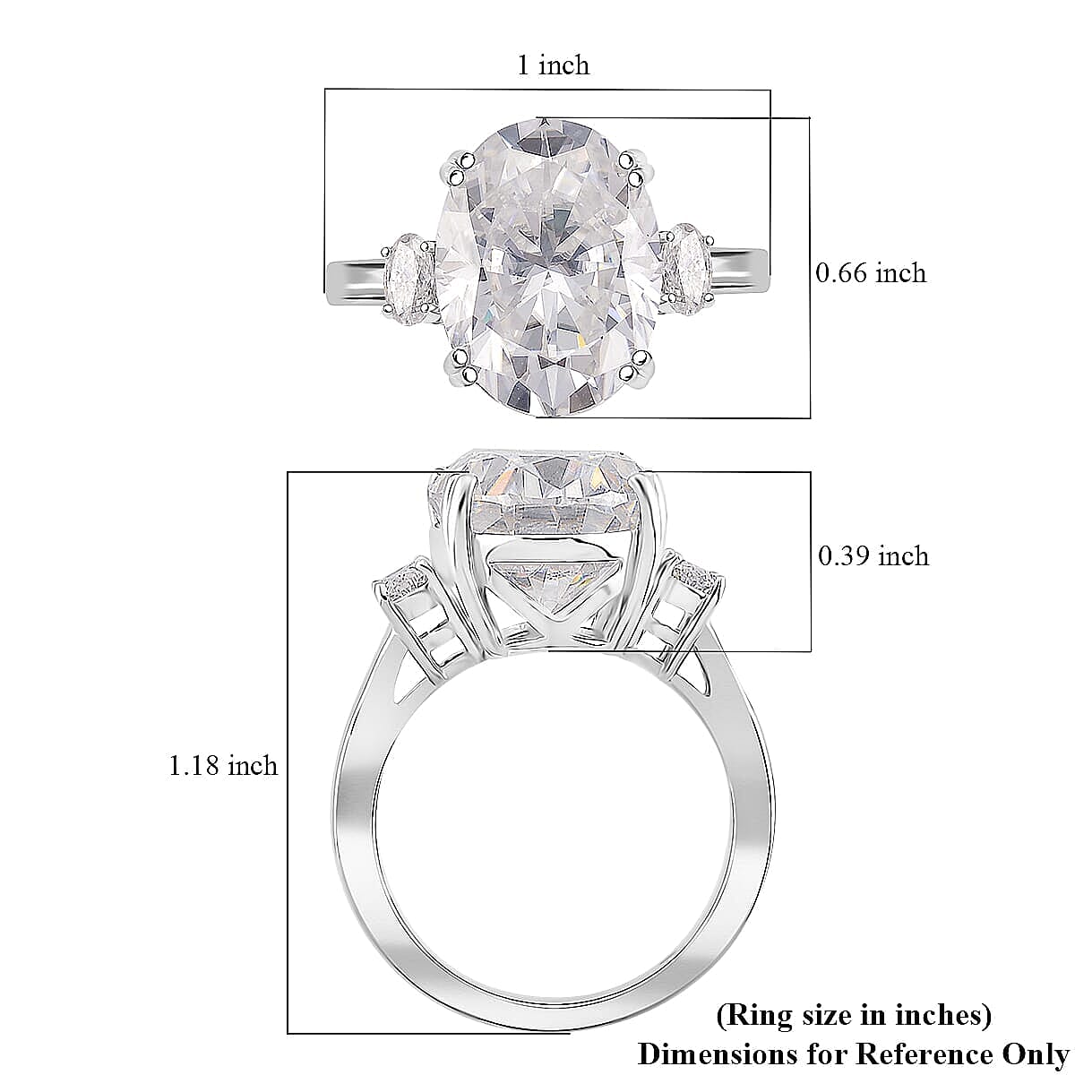 D'Joy  Moissanite Ring in Rhodium Over Sterling Silver 10.45 ctw (Size 6.0) image number 5