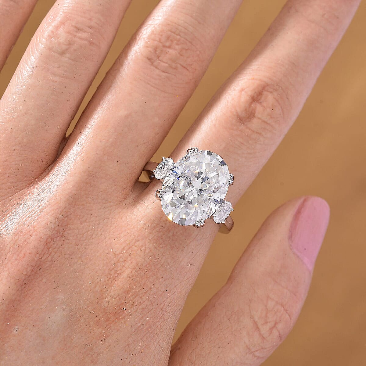 D'Joy Moissanite 10.45 ctw Ring in Rhodium Over Sterling Silver (Size 7.0)  image number 2