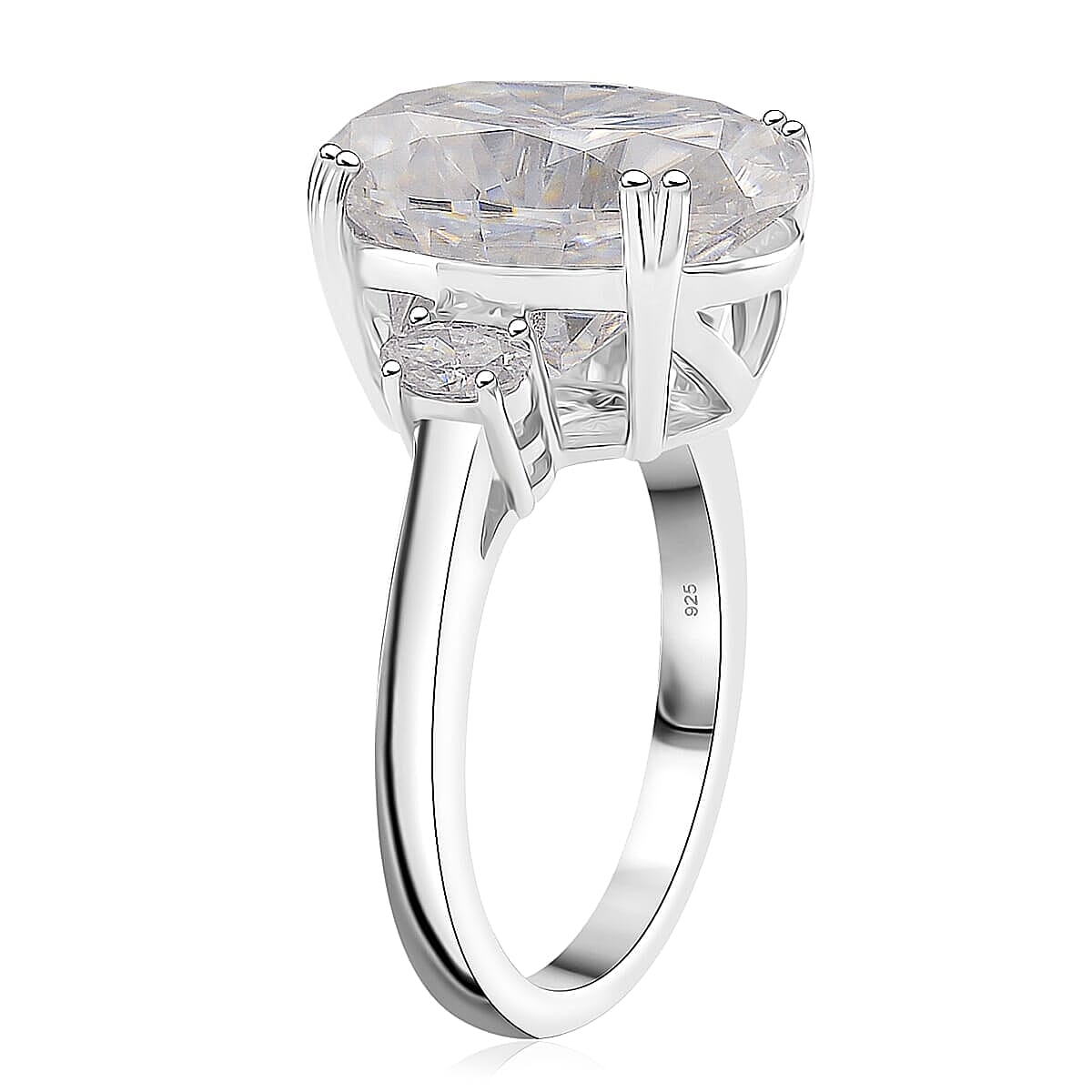 D'Joy Moissanite 10.45 ctw Ring in Rhodium Over Sterling Silver (Size 7.0)  image number 3
