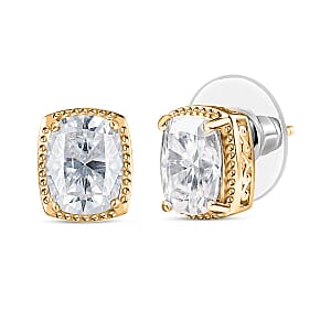 D'Joy Moissanite 4.10 ctw Earrings in 18K Vermeil Yellow Gold Over Sterling Silver