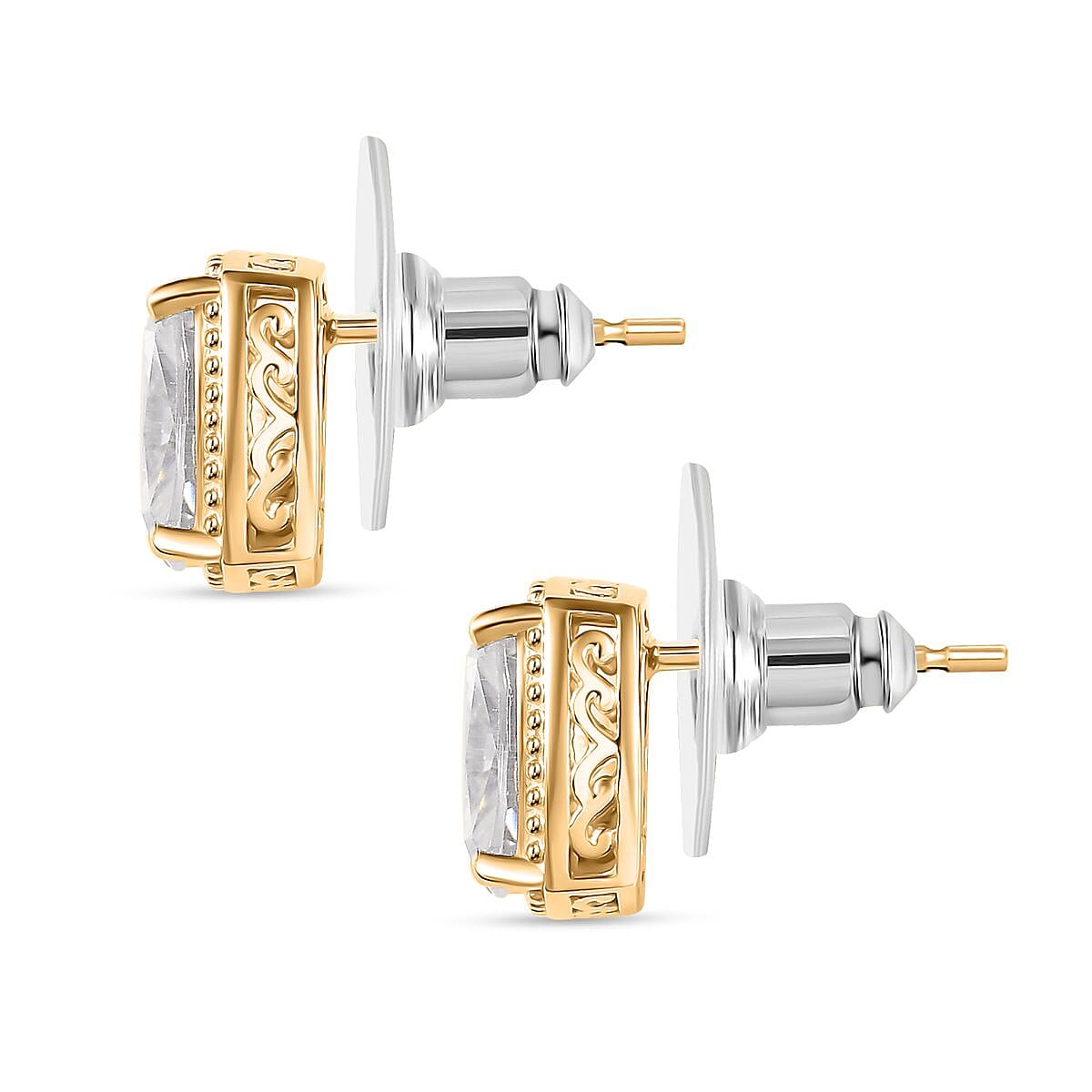 D'Joy Moissanite 4.10 ctw Earrings in 18K Vermeil Yellow Gold Over Sterling Silver image number 3