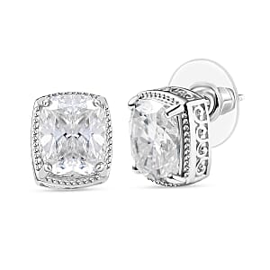 D'Joy Moissanite 6.20 ctw Solitaire Stud Earrings in Rhodium Over Sterling Silver