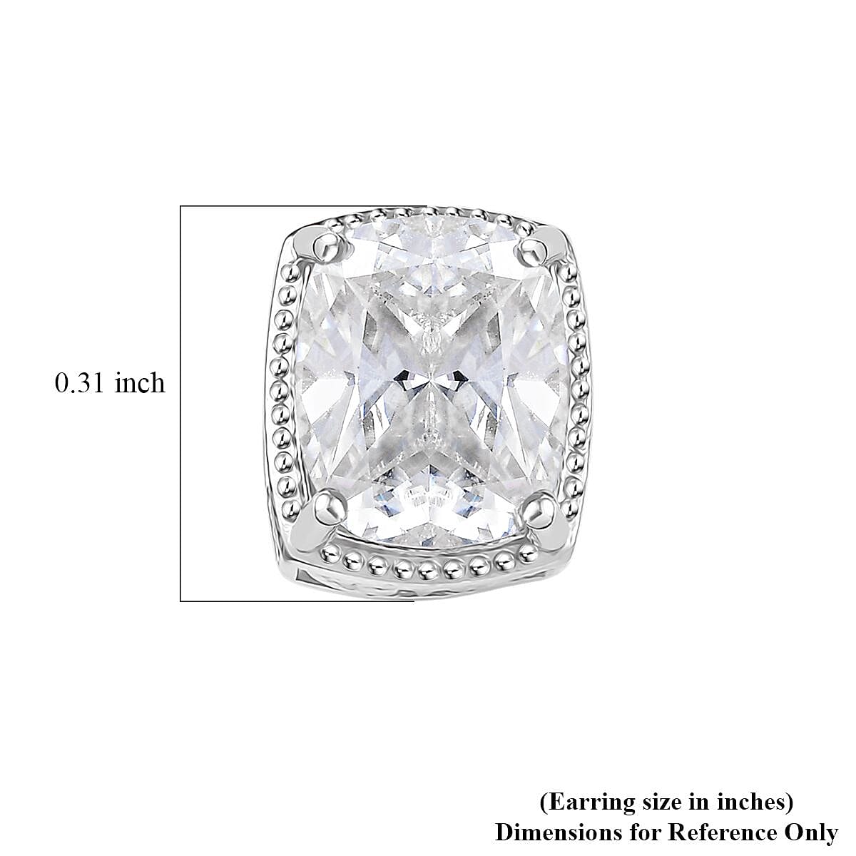D'Joy Moissanite 6.20 ctw Solitaire Stud Earrings in Rhodium Over Sterling Silver image number 4
