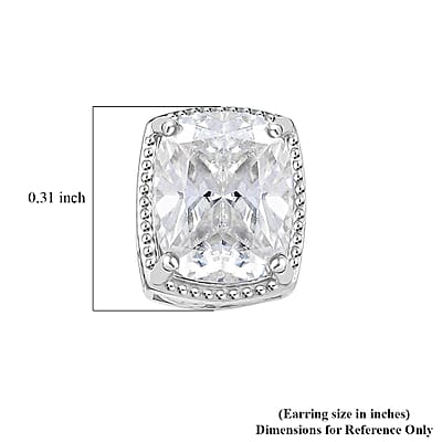 D'Joy Moissanite 6.20 ctw Solitaire Stud Earrings in Rhodium Over Sterling Silver