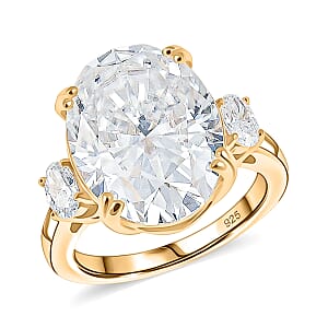 D'Joy Moissanite (Ovl 16x12mm) Ring in 18K Vermeil YG Over Sterling Silver (Size 5.0) 10.50 ctw