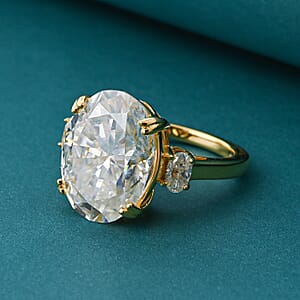 D'Joy Moissanite (Ovl 16x12mm) Ring in 18K Vermeil YG Over Sterling Silver (Size 5.0) 10.50 ctw