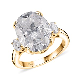 D'Joy Moissanite 10.50 ctw Ring in 18K Vermeil Yellow Gold Over Sterling Silver (Size 7.0) 