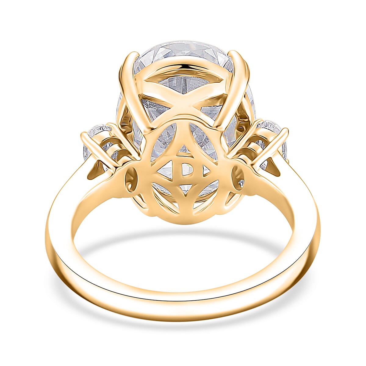 D'Joy Moissanite 10.50 ctw Ring in 18K Vermeil Yellow Gold Over Sterling Silver (Size 7.0)  image number 4