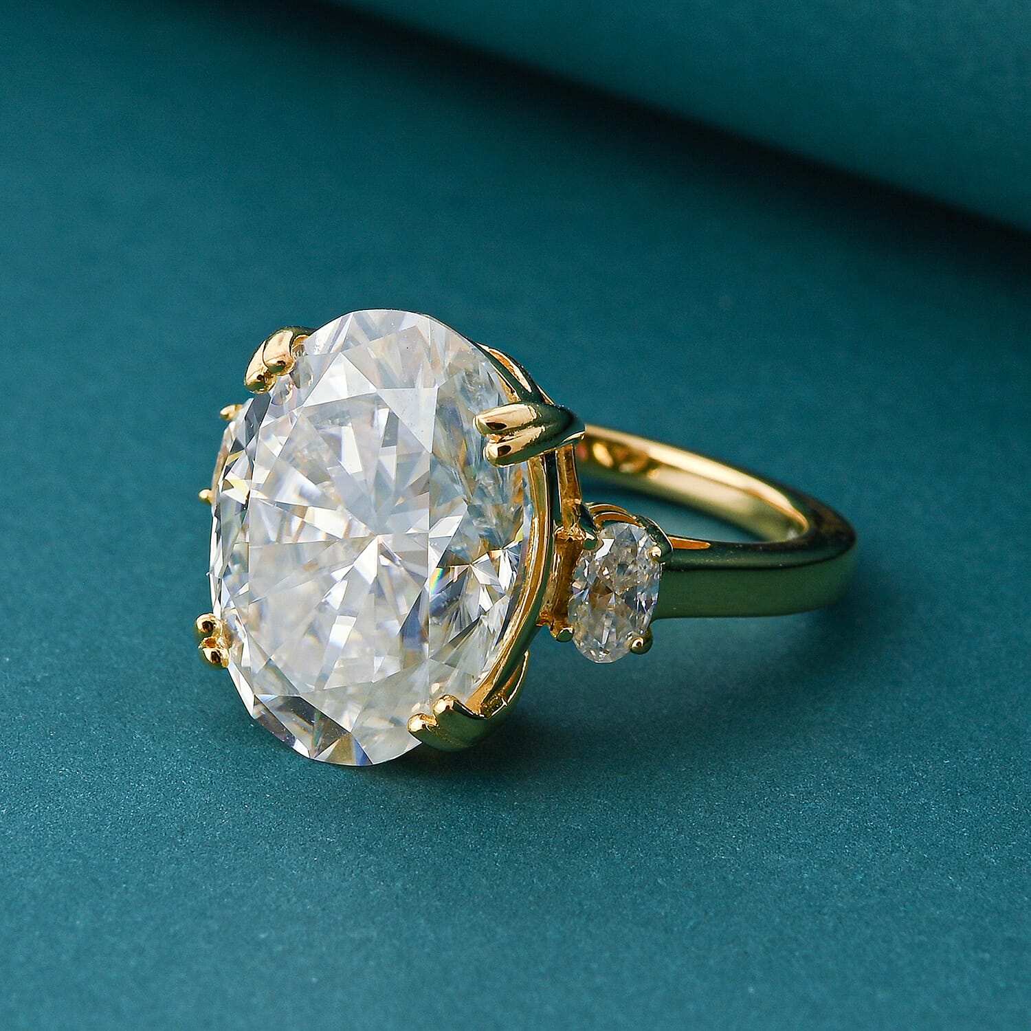 D'Joy Moissanite (Ovl 16x12mm) Ring in 18K Vermeil YG Over Sterling Silver (Size 8.0) 10.50 ctw