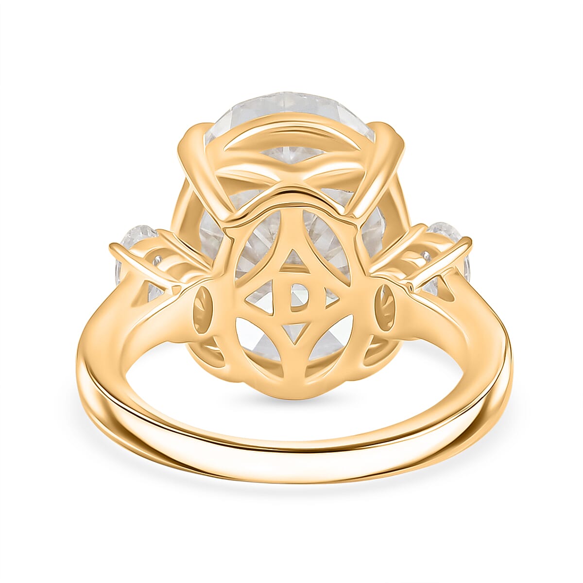 D'Joy Moissanite (Ovl 16x12mm) Ring in 18K Vermeil YG Over Sterling Silver (Size 8.0) 10.50 ctw