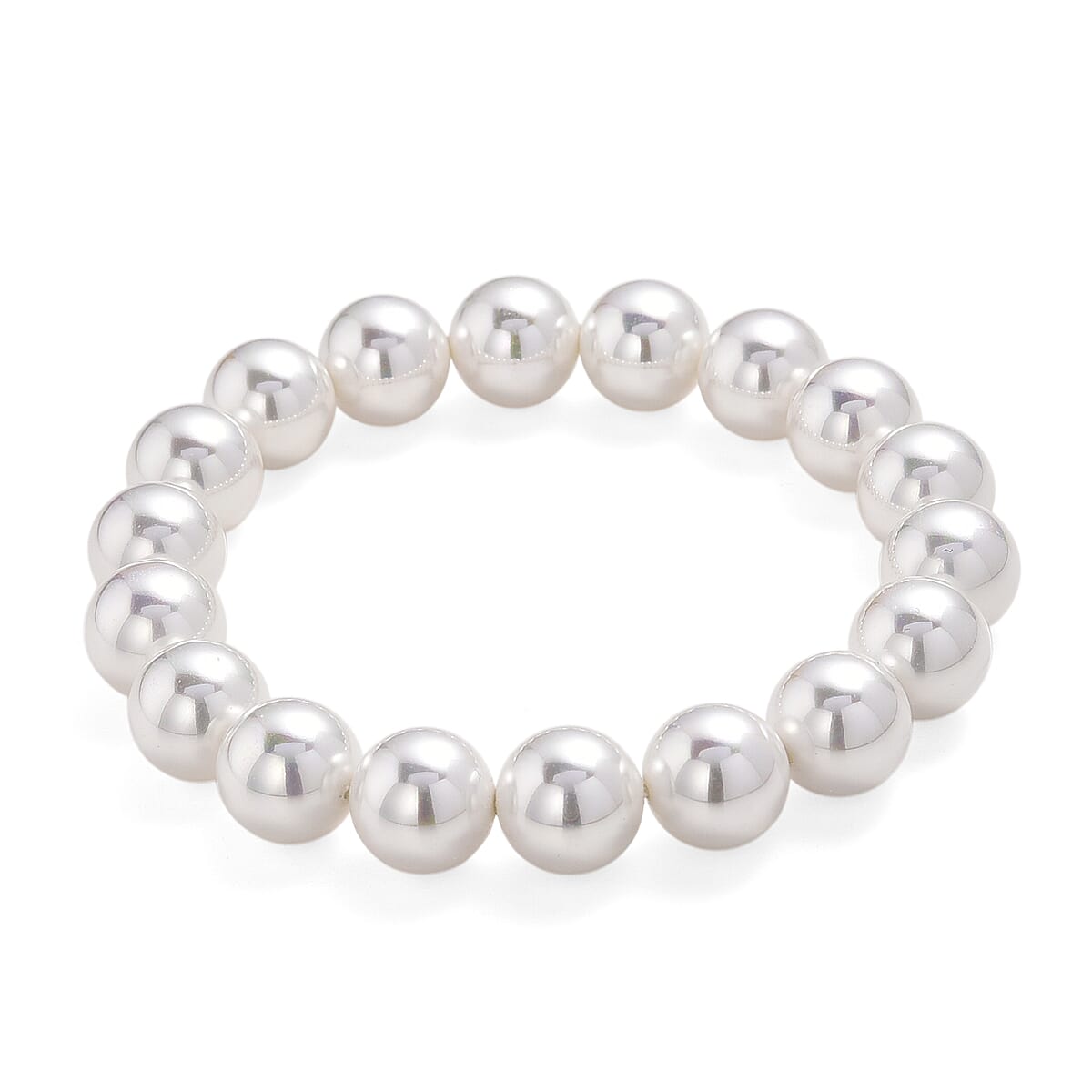 White Shell Pearl Stretch Bracelet (7.25-7.75In) image number 0