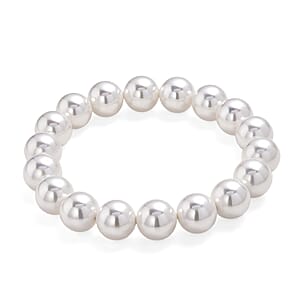 White Shell Pearl Stretch Bracelet (7.25-7.75In)