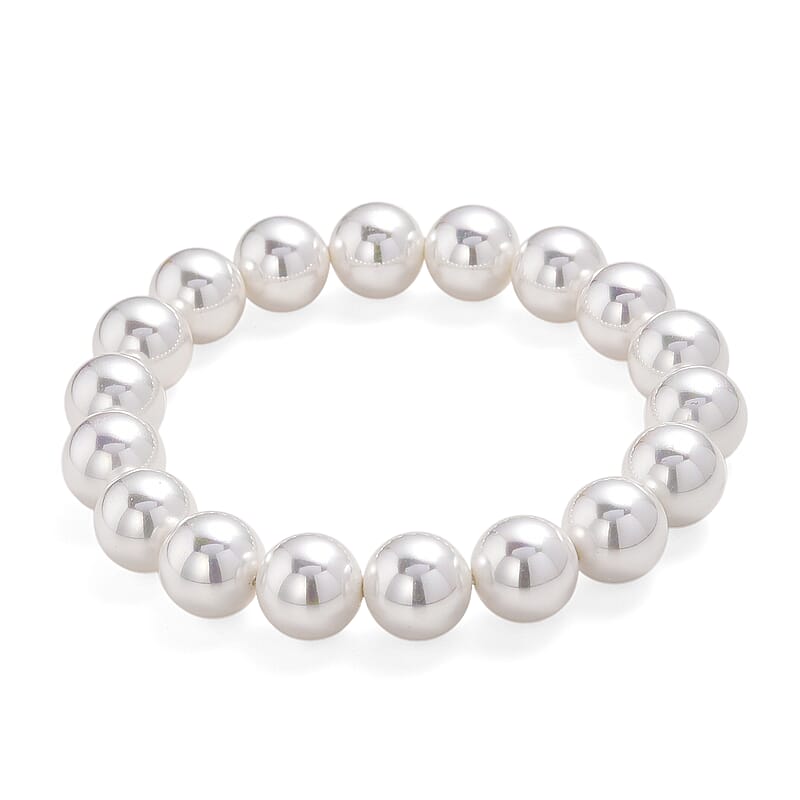 White Shell Pearl Stretch Bracelet (7.25-7.75In)