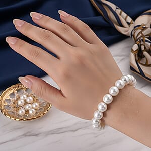 White Shell Pearl Stretch Bracelet (7.25-7.75In)