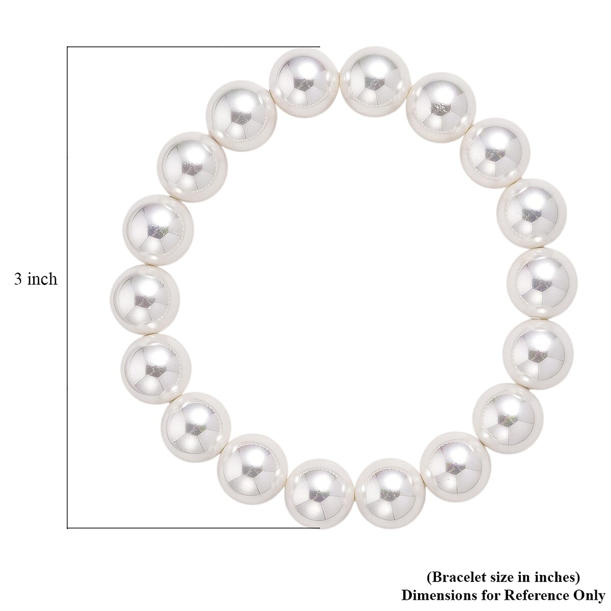 White Shell Pearl Stretch Bracelet (7.25-7.75In) image number 3