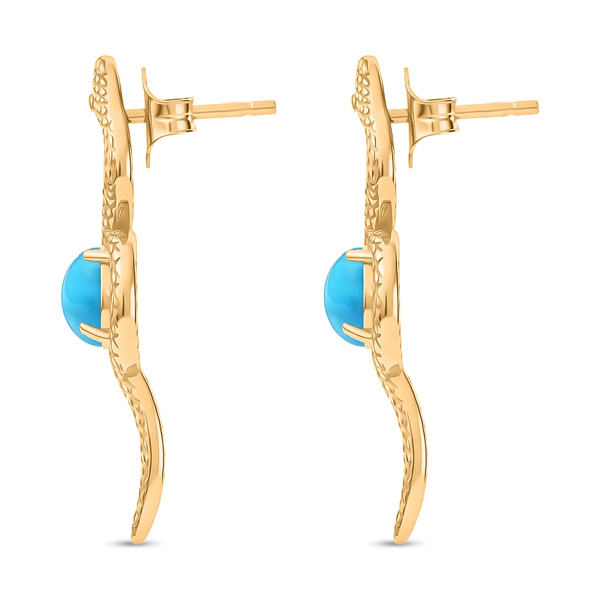 D'Joy Sleeping Beauty Turquoise 2.20 ctw Earrings in 18K YG Plated Sterling Silver