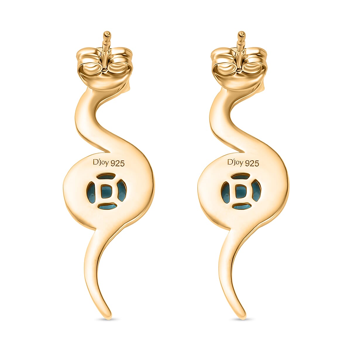D'Joy Sleeping Beauty Turquoise 2.20 ctw Earrings in 18K YG Plated Sterling Silver