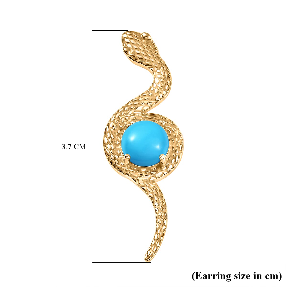 D'Joy Sleeping Beauty Turquoise 2.20 ctw Earrings in 18K YG Plated Sterling Silver