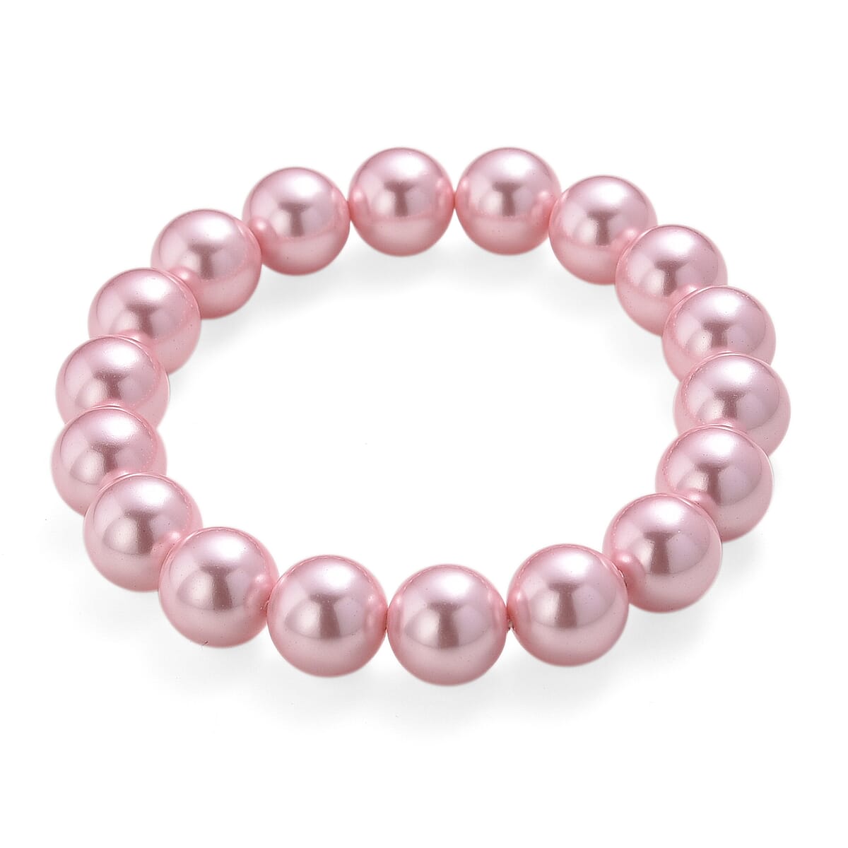 Pink Shell Pearl Stretch Bracelet (7.25-7.75In) image number 0