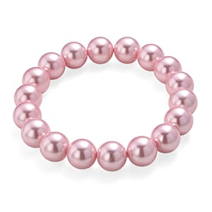 Pink Shell Pearl Stretch Bracelet (7.25-7.75In)