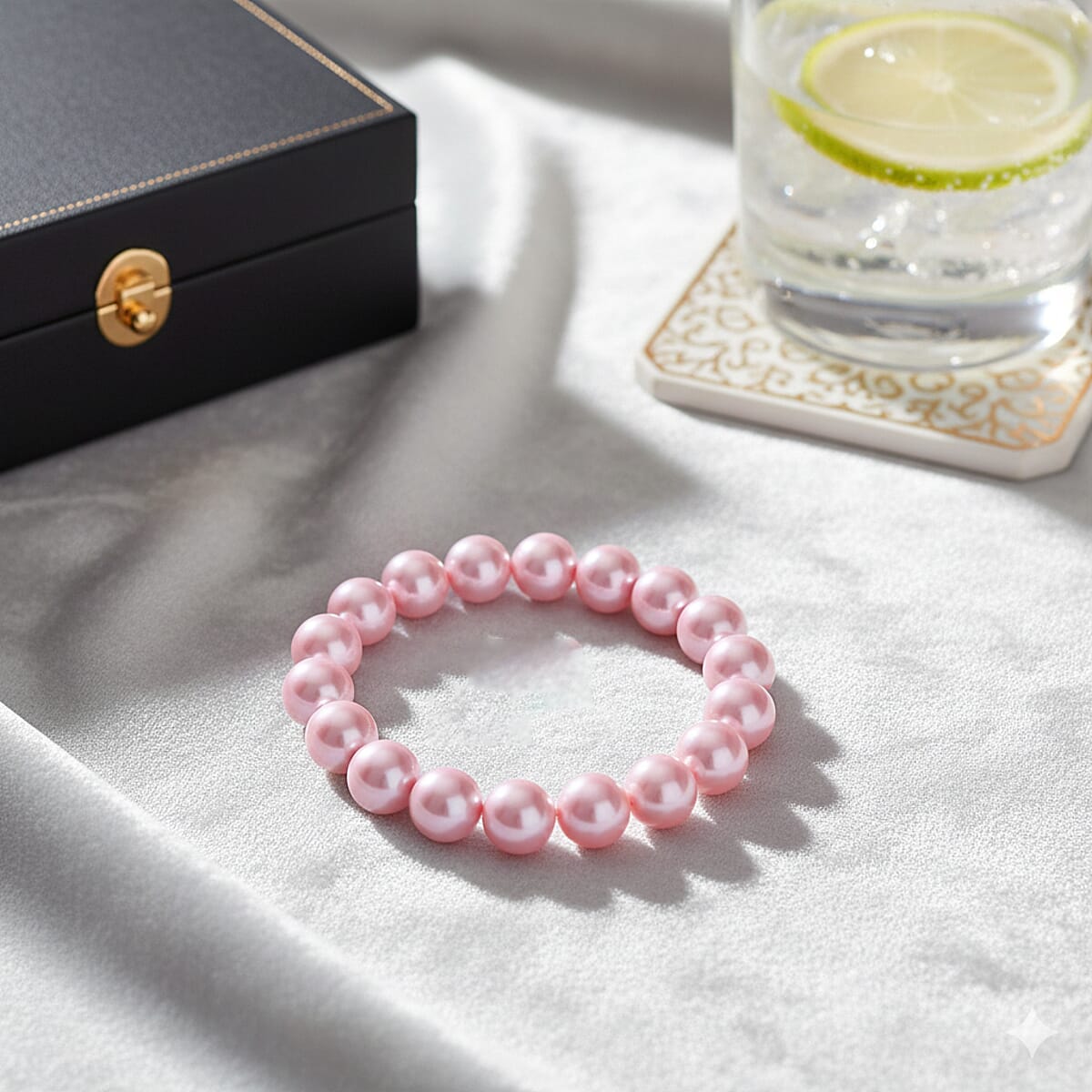 Pink Shell Pearl Stretch Bracelet (7.25-7.75In) image number 1