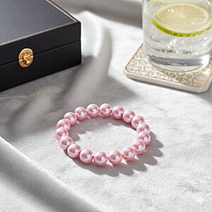 Pink Shell Pearl Stretch Bracelet (7.25-7.75In)