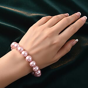Pink Shell Pearl Stretch Bracelet (7.25-7.75In)