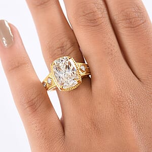 D'Joy Moissanite Celebrity Ring in 18K Vermeil YG Over Sterling Silver 7.60 ctw (Size 5.0)