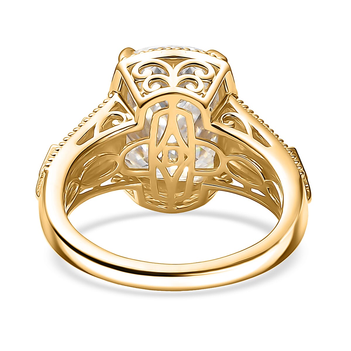 D'Joy Moissanite 7.60 ctw Ring in 18K Vermeil Yellow Gold Over Sterling Silver (Size 5.0) image number 4